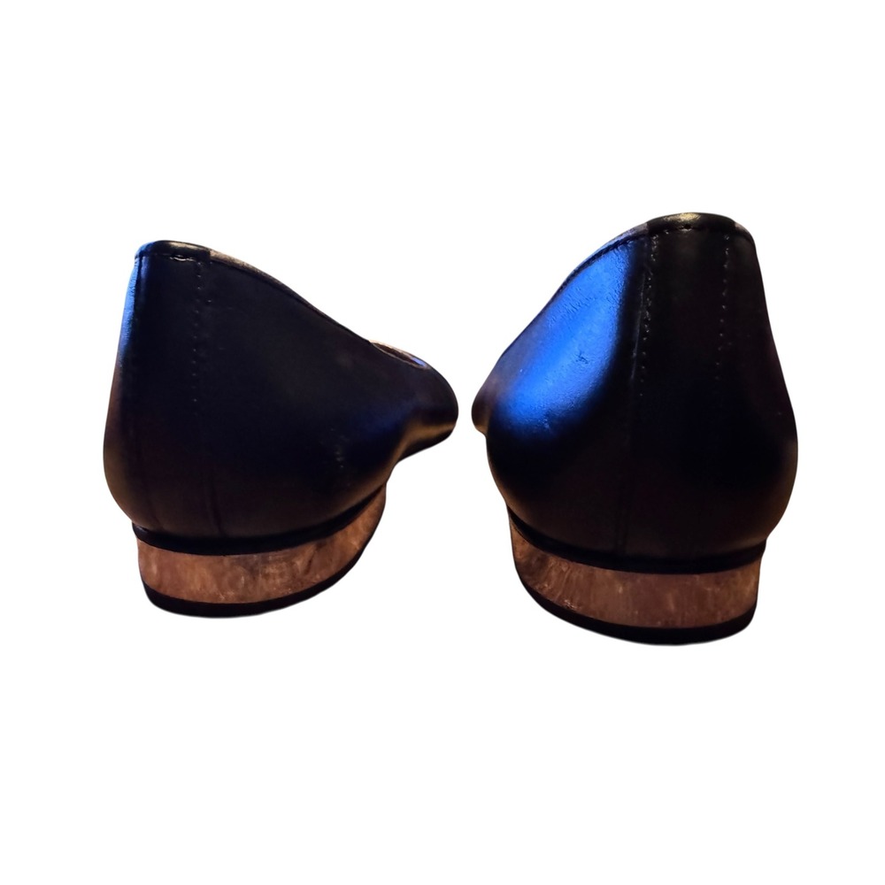 Summit White Mountain Flats 41 Black Leather Silver Trim Block Heel Minimalist - Picture 5 of 9